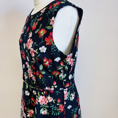 Hobbs Rosella Dress Size 14 Navy Blue Floral Embroidered Occasion Wedding - Picture 4 of 12
