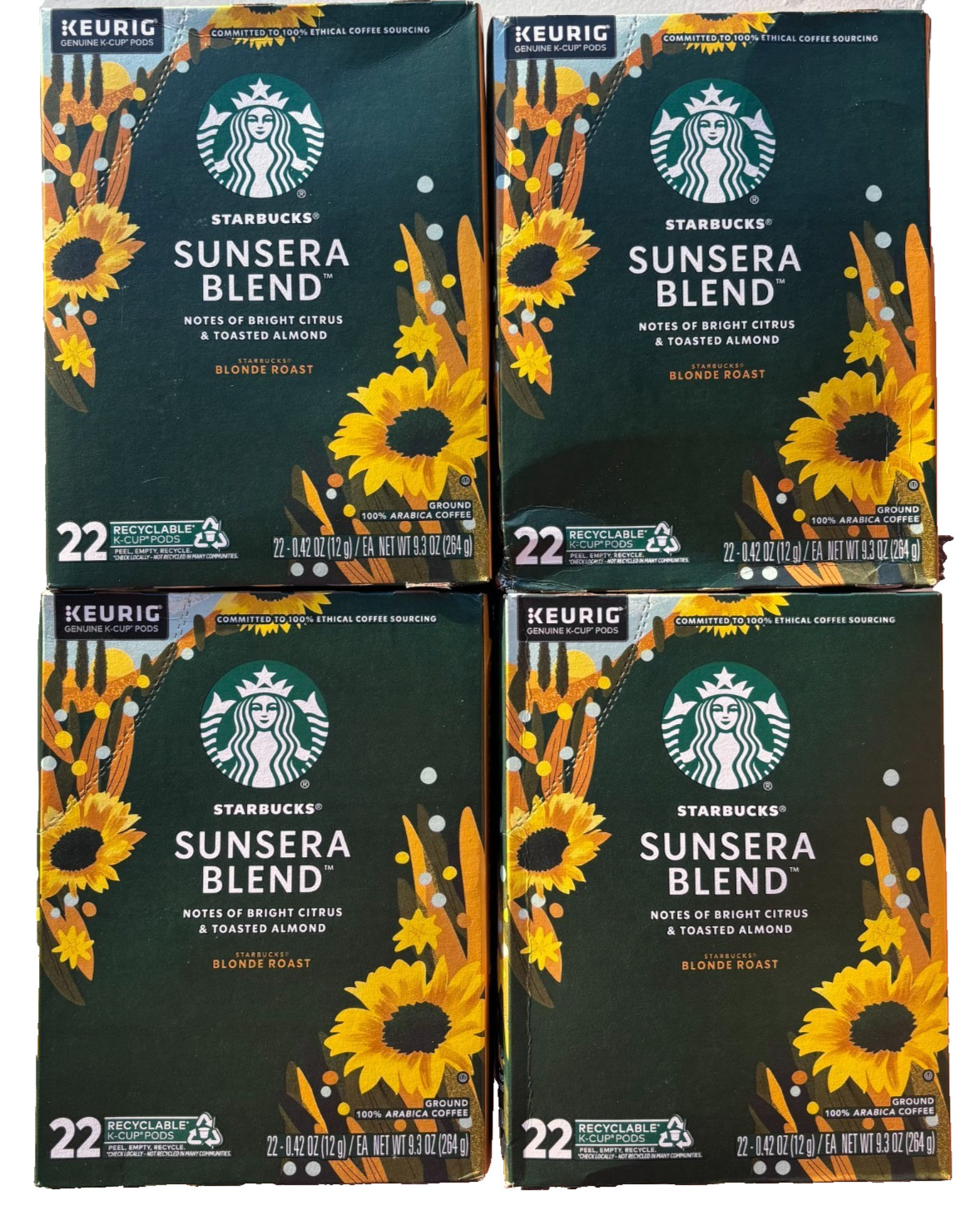 Starbucks Blonde Roast Keurig K-Cup Pods, SUNSERA BLEND, 88ct (4-22ct)