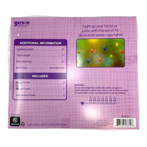 10 Light Multi Color Easter Egg String Light Set 7 Inch - Picture 4 of 7