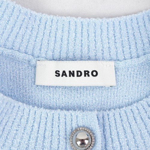 Sandro Biarritz Striped Button-Up Cardigan In Ciel Blue - Women's Size 1 - Picture 4 of 7