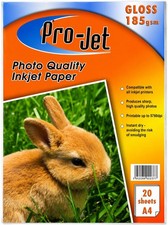 100 Sheets A4 Projet 185gsm Gloss Photo Paper