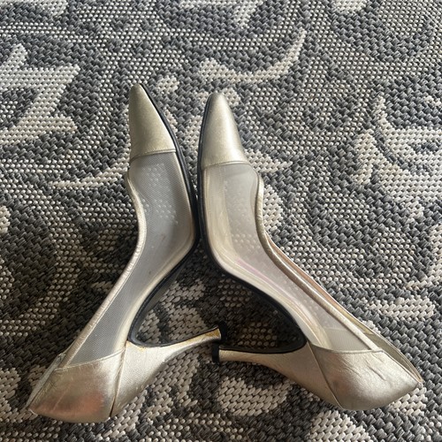 VTG Italy Heels 8.5 Susan Bennis Warren Edwards Gold Leather & Mesh Pumps RARE! - Picture 4 of 8