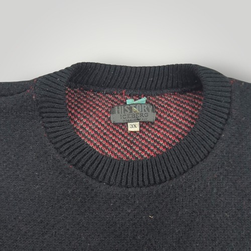 VTG Iceberg History Sweater 3XL Black Red Bart Simpson Graphic 100% Wool ITALY - Picture 6 of 13