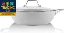 - Ceraterra, 5 Qt / 12-In Ceramic Nonstick All Purpose Chef Pan with Cover, (PTF