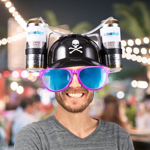 Cappello porta lattine con teschio Gadget per party 0,5 L Regolabile 0,2 kg - Foto 2 di 10