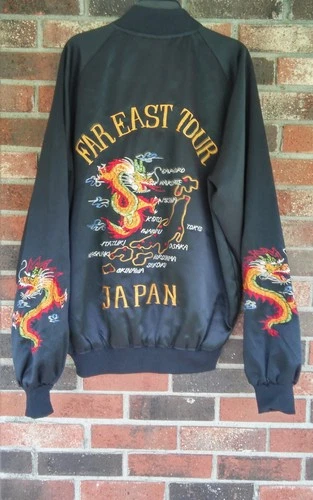 Japan Souvenir Jacket, XL, Black, Sukajan Dragon, "FAR EAST TOUR - JAPAN" - product listing photo