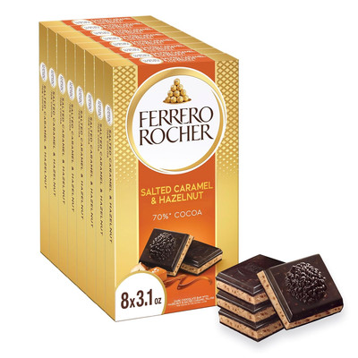 Ferrero Rocher Premium Chocolate Bar, 55% Dark Chocolate Hazelnut & Crunchy Salt