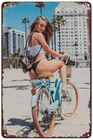 Pinup Girl Bike Poster Hot Woman Bicycle Tin Metal Signs Home Décor 8x12 Vintage