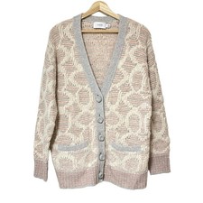 Auth COACH - Cream Light gray Multi Women's Cardigan
