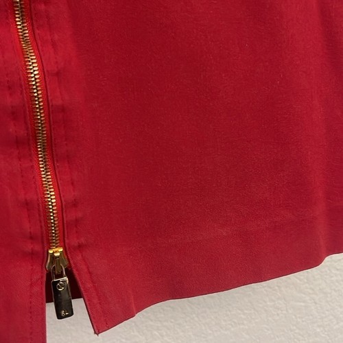 Vintage Ralph Lauren Black Label Red Skirt Women's Size 2 Gold Exposed Zipper - Picture 6 of 11