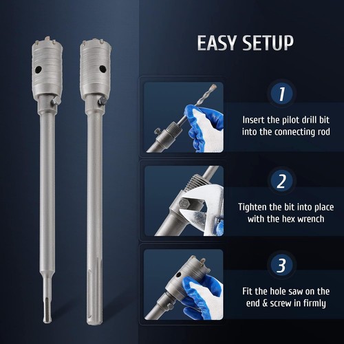 Compact Hole Saw Set for Masonry and Stone with SDS Shanks - 5 Sizes Included - Bild 10 von 10