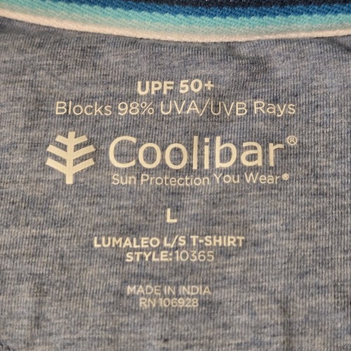 Coolibar Lumaleo Long Sleeve T Shirt Adult Large L Heather Blue UPF 50+ UVA/UVB - Picture 11 of 20