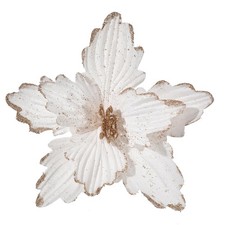 10 PCS Glitter Poinsettias Artificial Christmas Flowers Large Xmas Tree Ornam...