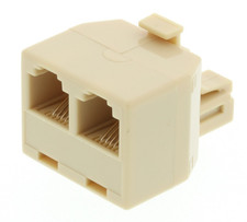 1 Pack Beige RJ-11 4 Wire T-Adapter 1 Male to 2 Female