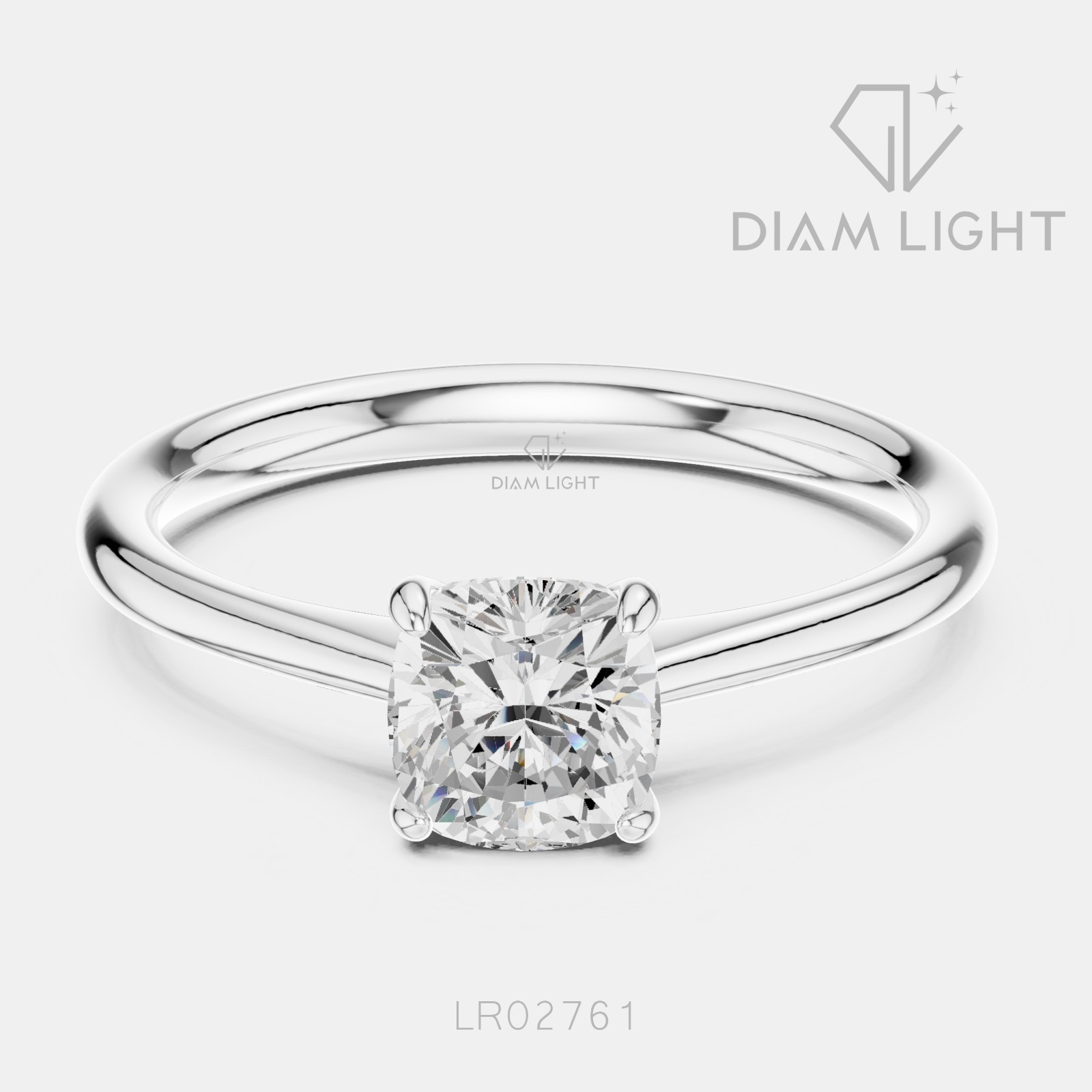 IGI 0.86CT Cushion Cut Lab Grown Diamond F+ VS+ Engagement Ring 14KT White Gold