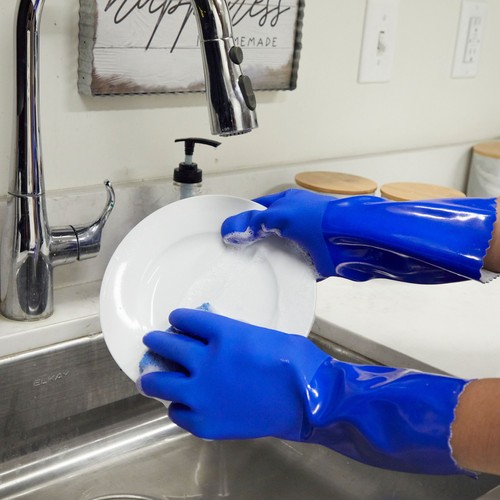 2 Pairs Heavy Duty Rubber Cleaning Gloves for Kitchen, Reusable, Medium - Picture 2 of 9