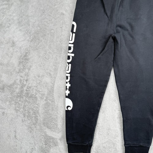 Carhartt Loose Fit Sweatpants Youth Size M Black Spell Out Casual Elastic Waist - Picture 5 of 9