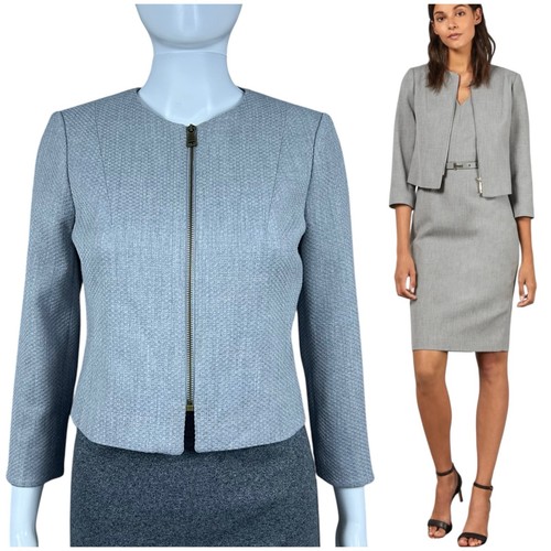 Ted Baker Micah Cropped Struktur Zip-Front Jacke Blazer Preppy Karriere US Gr. 2 - Bild 1 von 17