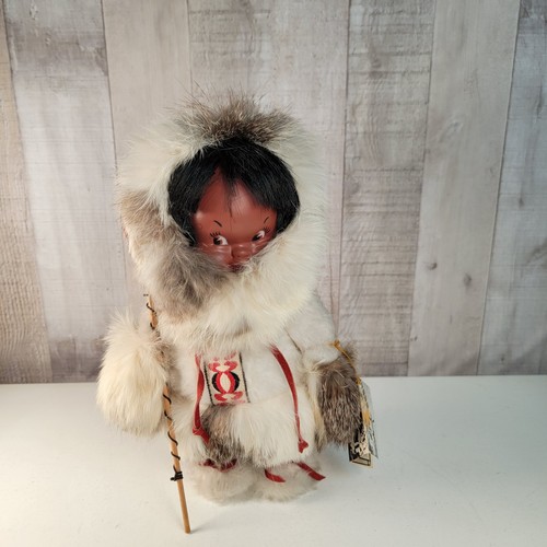 Indien Art Eskimo Doll 10” Native American Indian Art with Authentication Canada - Picture 21 of 21