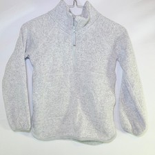 Old Navy Kids Gray Heathered Quarter Zip Fleece Pullover Sweater Size S 6-7