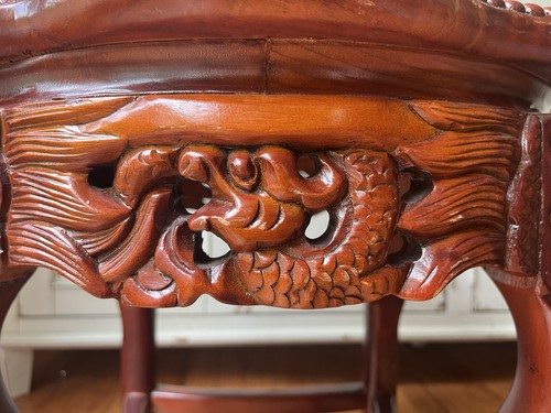 Ming Stil chinesischer Palisander und Marmor handgeschnitzt Beistelltisch 18" hoch schwer - Bild 4 von 8