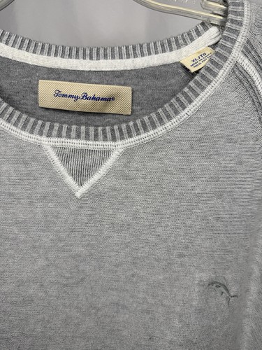 Tommy Bahama XL Gray Cotton Pullover Sweater Long Sleeve Marlin Logo - Picture 2 of 6