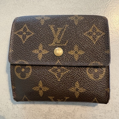 Louis Vuitton Damen Geldbörse Monogramm Leder braun faltbar Druckknopf