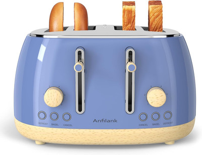 Toaster 4 Slice,Retro Stainless Steel Toaster with Extra Wide Slots Cancel, Bage
