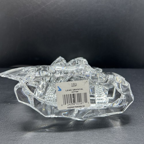 Waterford Cristallo Alto Veliero Scultura Statuina Fermacarte 5,5x6,75" - Foto 7 di 8