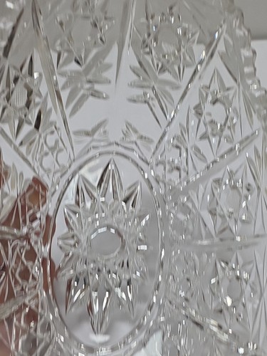 Antique American Brilliant Cut Glass Crystal Bowl Daisy Stars Heavy 12" Large - Picture 15 of 20