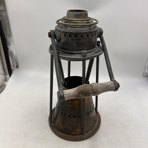 Vintage Antique Etched Brass Wood Handle Candle Lantern Maritime Lake Decor 13” - Picture 13 of 15