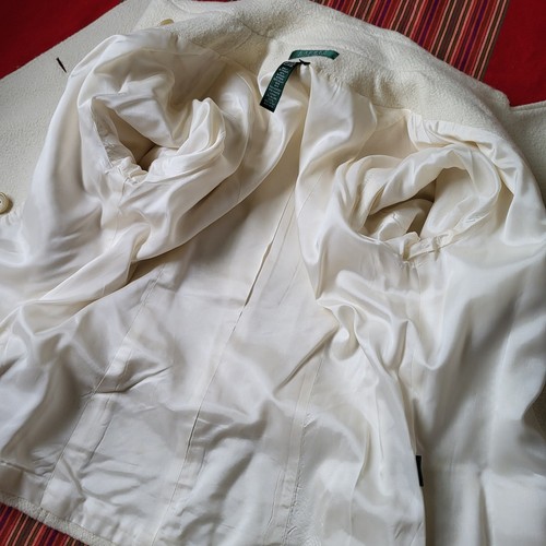 Lauren Ralph Lauren Short Jacket Womens Size Medium Off White Alpaca Silk Blend - Picture 12 of 16