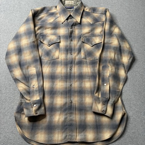 Vintage Pendleton Pearl Snap Shirt Mens Medium Virgin Wool Western Made in USA - Picture 2 of 12