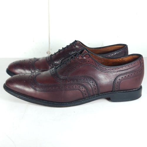 Allen Edmonds Mens McAllister US9,5C Burgandy Leather Wingtip Brogue Dress Shoes - Picture 2 of 19