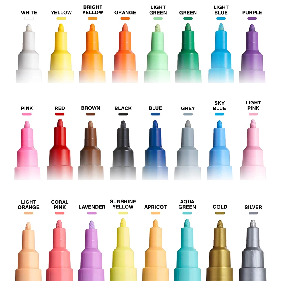 24 marcadores de pintura, marcadores de coloración fina 3M con puntas reversibles, juego de marcadores o... Foto 2 de 4