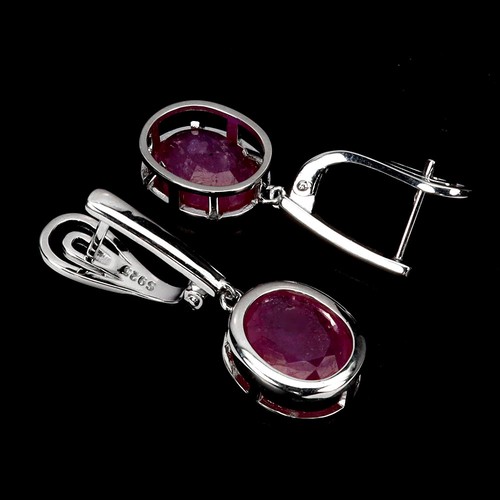 925 Sterling Silver Earrings Oval Ruby 11x9mm Natural Gemstone Jewelry - Picture 3 of 13