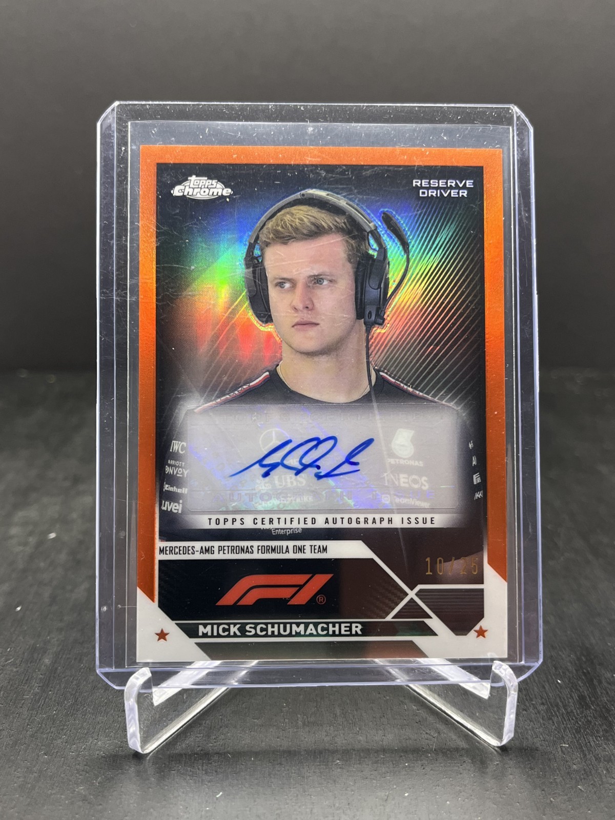 2023 Topps Chrome F1 Mick Schumacher Autograph Auto Orange 10/25 #CAC-MS