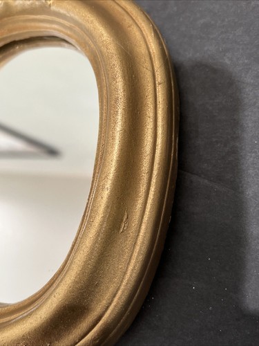 Gold Gilt Ornate Plaster Wall Mirror Rococo Baroque Style Oval Small Vintage - Picture 5 of 16