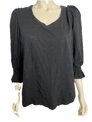 Chico's schwarze 3/4 Arm Rundhals Tops Größe XL