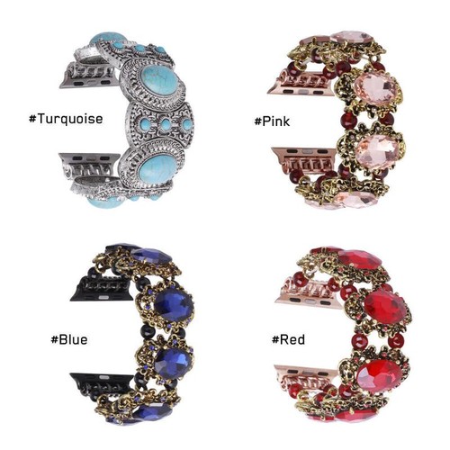 Band Precious Stones Bracelet for Apple Watch 9 8 7 6 5 SE Ultra 2 44/41/45/49mm - Picture 2 of 13