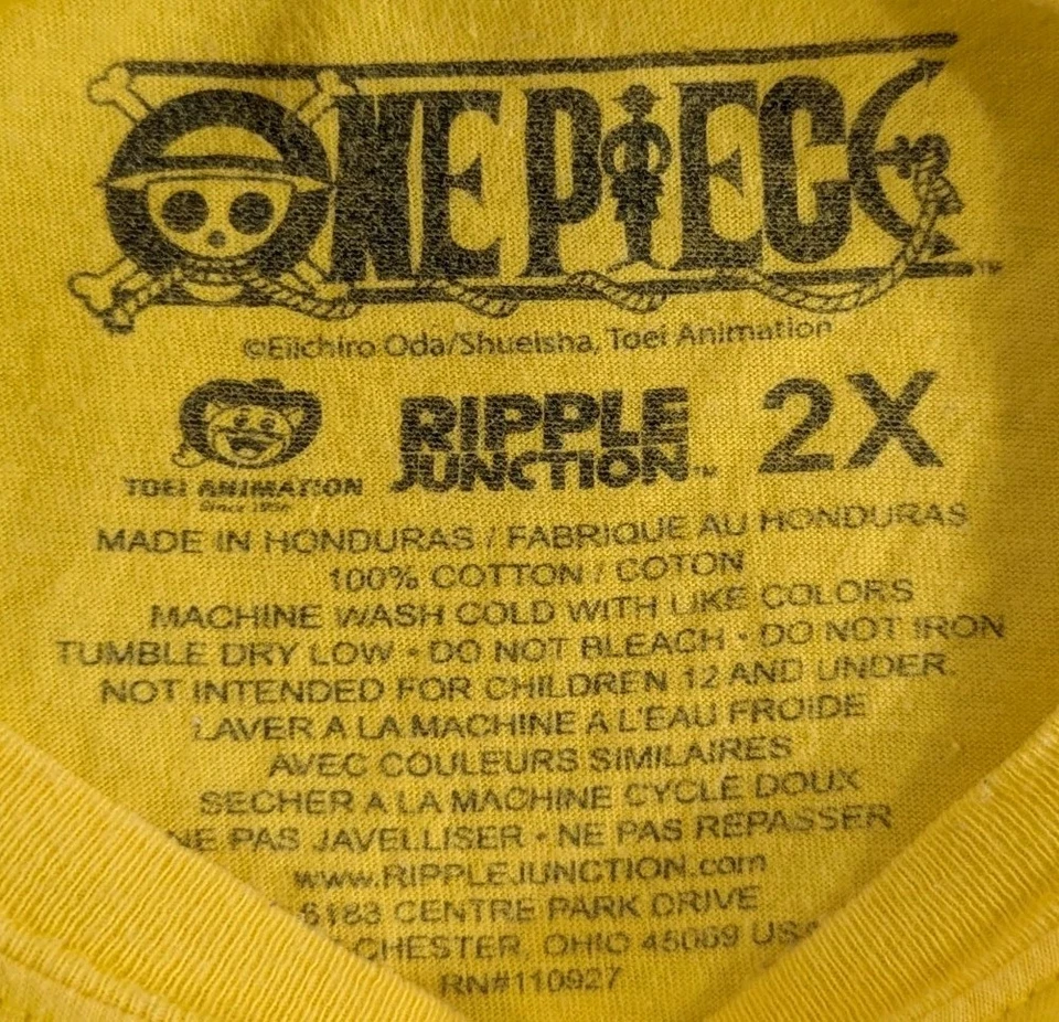 One Piece - Camiseta para hombre talla 2Xl - Luffy delante de un sol rojo - Amarilla  Foto 3 de 4