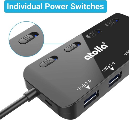 4 Port USB 30 Hub aktiv mit Power Schaltern und LEDs Datenverteiler für schne... - Bild 6 von 10