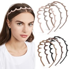 6 PCS Black Plastic Wavy Headband with Teeth Thin Hair Comb Hair Accessories