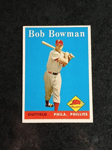 Vtg 1958 Topps #415 Bob Bowman Philadelphia Phillies Baseball Card EX