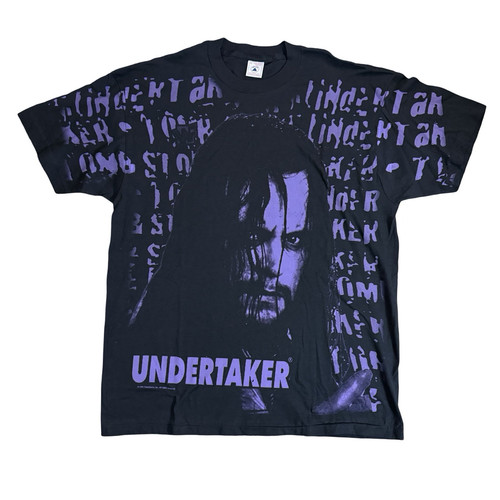 1995 Titan Sports Undertaker All-Over Print Shirt Gr. XL Einzelnaht 23,5 x 31
