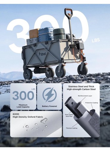 Litheli Elektro-Allzweckwagen Wagen, 200 l Fassungsvermögen, 300 lbs, faltbar Schwerlast - Bild 6 von 9