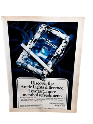1980 Arctic Lights Menthol Cigarettes Ad Vintage Tobacco Print 8 x 11