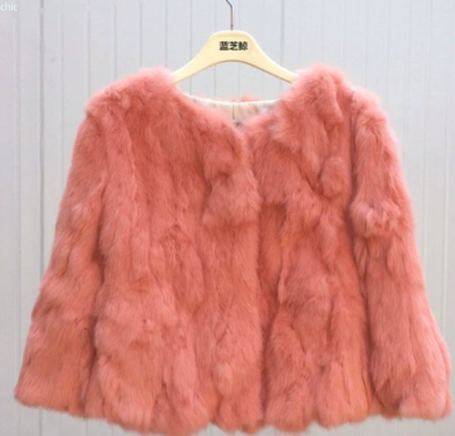 Echt Kaninchenfell Mantel Winter Oberbekleidung warme Jacken Damen dick RUNDHALSAUSSCHNITT Mode - Bild 25 von 32