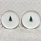 Robert Stanley Green Pine Tree Christmas Bread Dessert Plates 6 1/8" New Set  2