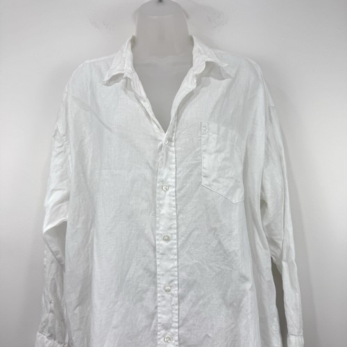 Frank Eileen Mackenzie Shirt Damen OS weiß 100% Leinen Beachy Coastal Lagenlook - Bild 8 von 16